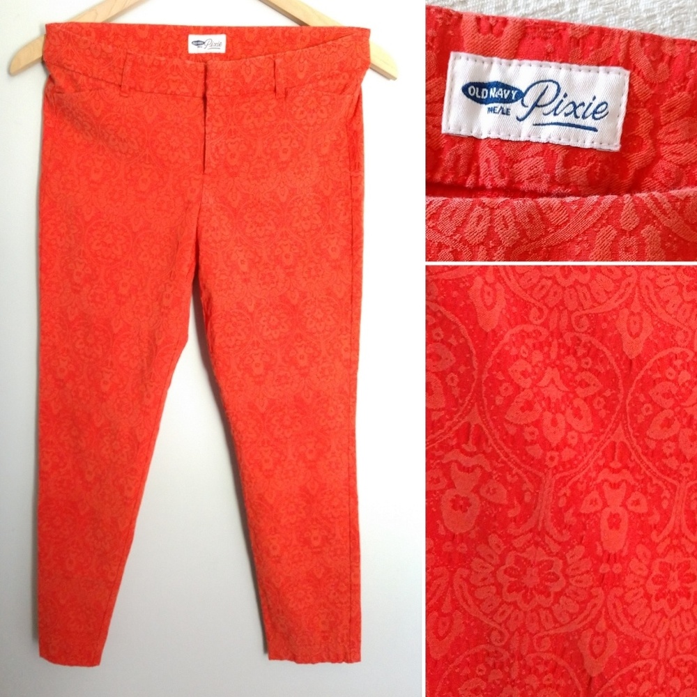 Women's 10 Orange patterned Pixie Ankle Pants